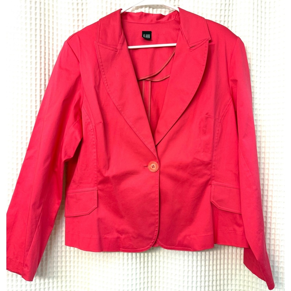 ALANNI Hot Pink Ladies Casual Blazer with Shoulder Pads Size XL
